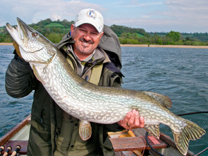 John Horsey with 20lb pike, caught on the fly on Chew Valley Lake